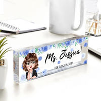 Thumbnail for Personalized Teacher Floral Acrylic Name Plate For Desk, Gift For Teacher AI