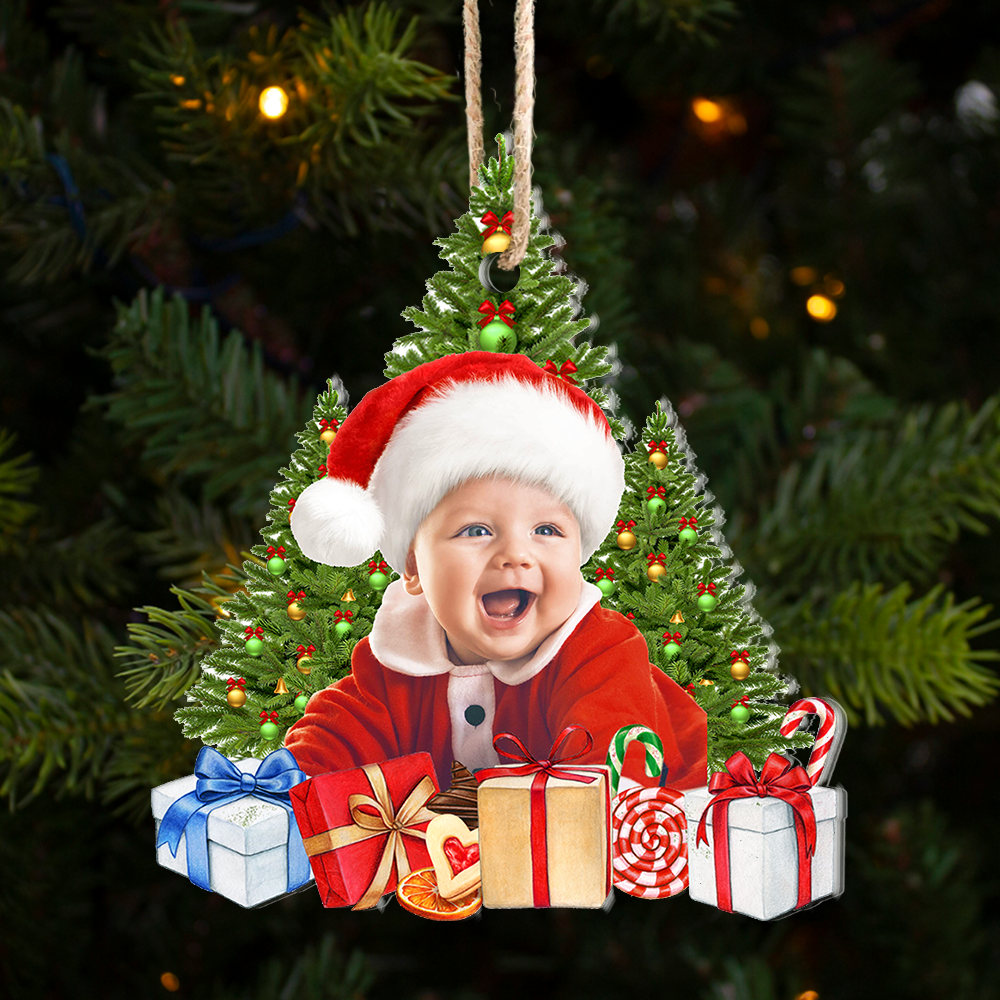 Personalized Acrylic Ornament - Christmas Gift For Family - Upload Photo Christmas Tree Gift AC