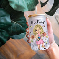 Thumbnail for Custom Thank You For Helping Me Grow Teacher Glass Bottle/Frosted Bottle With Lid & Straw, Gift For Teacher AF