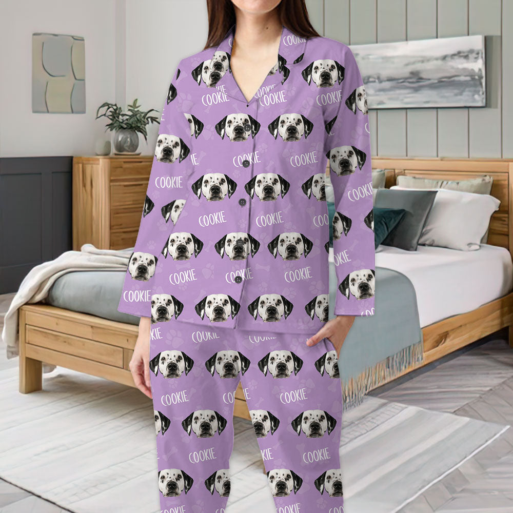 Personalized Pajamas Set - Gift For Pet Lover - Christmas Paw Print Pet Photo Sleepwear AB