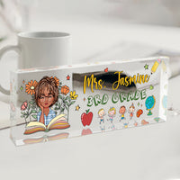 Thumbnail for Custom Teacher Name With Book Flowers Acrylic Desk Name Plate, Gift For Teacher AI