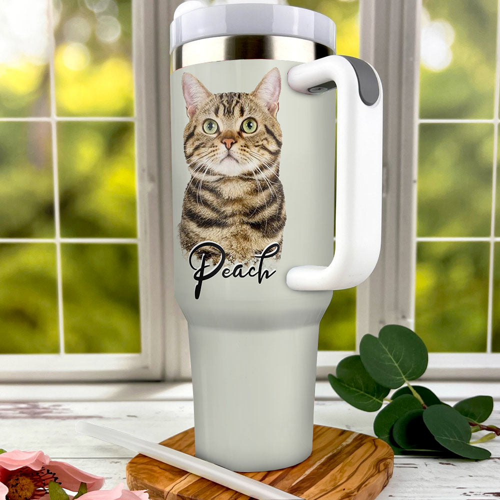 Personalized 40oz Tumbler - Gift For Pet Lovers - Dog Cat Portrait Photo Yoycol