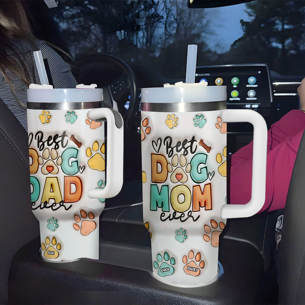 Personalized 40oz Tumbler With Handle and Straw Lid - Gift For Pet Lovers - Best Dog Mom Ever Yoycol