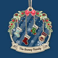 Thumbnail for Personalized Wooden & Acrylic Layered Ornament - Christmas Gift For Family - Members' Names Christmas Stockings AC