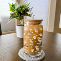 Thumbnail for Custom Photo With Name Dog Cat Glass Bottle/Frosted Bottle With Lid & Straw, Pet Lover Gift AF