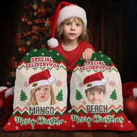 Thumbnail for Personalized Santa Sack - Christmas Gift For Family - Ugly Sweater Pattern Face Photo AB