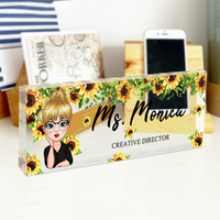 Thumbnail for Personalized Teacher Floral Acrylic Name Plate For Desk, Gift For Teacher AI