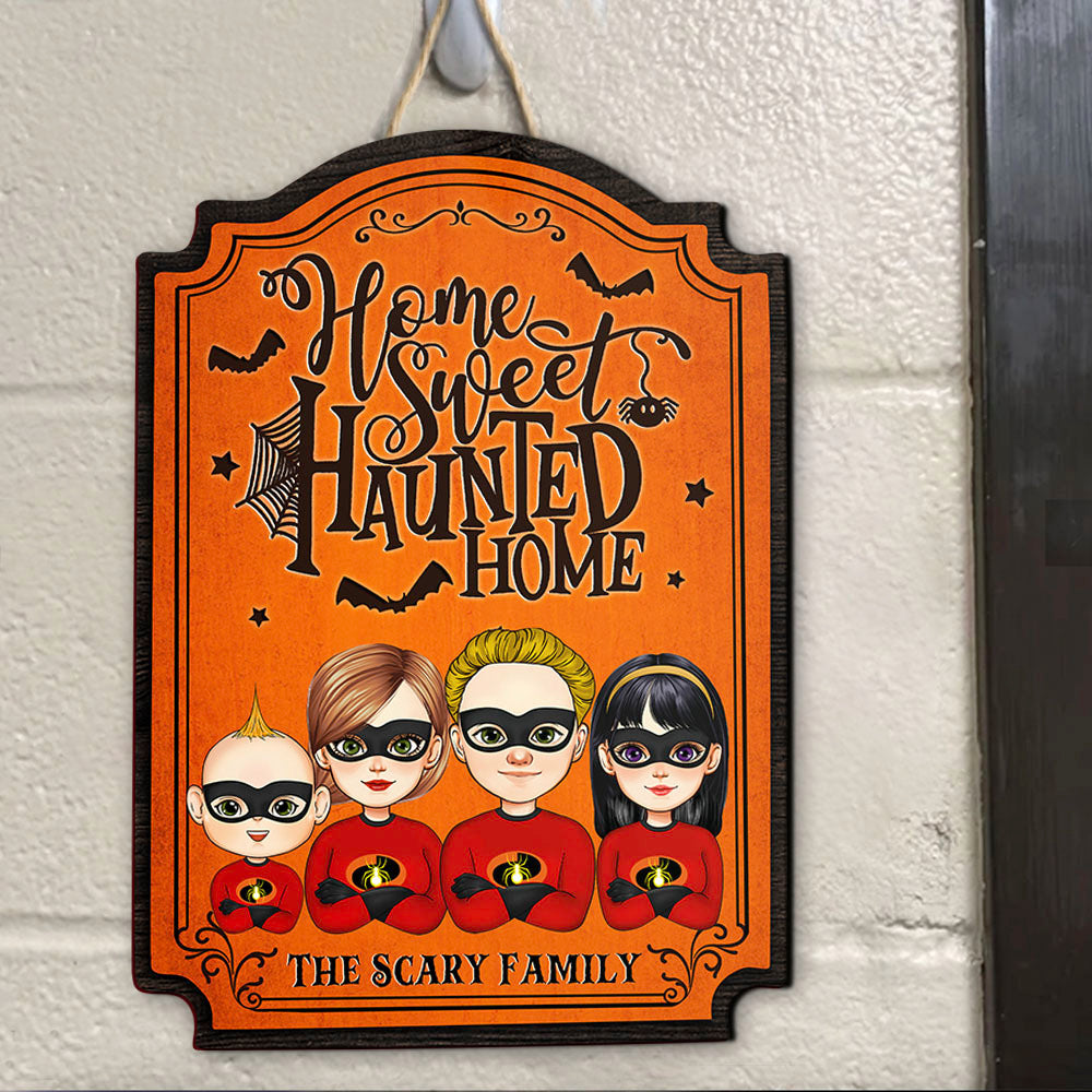 Personalized Shaped Door Sign - Halloween Gift For Family - Home Sweet Haunted Home AE
