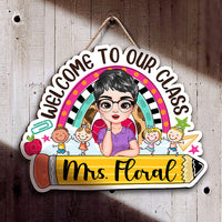 Thumbnail for Personalized Rainbow Teacher Welcome Door Sign, Classroom Decor Gift For Teachers FC