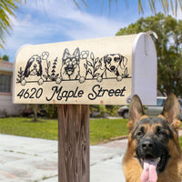 Thumbnail for Custom Black Drawing Dog Address Mailbox Cover, Dog Lover Gift FC