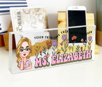 Thumbnail for Personalized Teach Them Love Them Acrylic Desk Name Plate, Teacher Gift AI