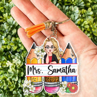 Thumbnail for Custom Teacher Name Pencil Shaped Acrylic Keychain, Gift For Teacher JonxiFon