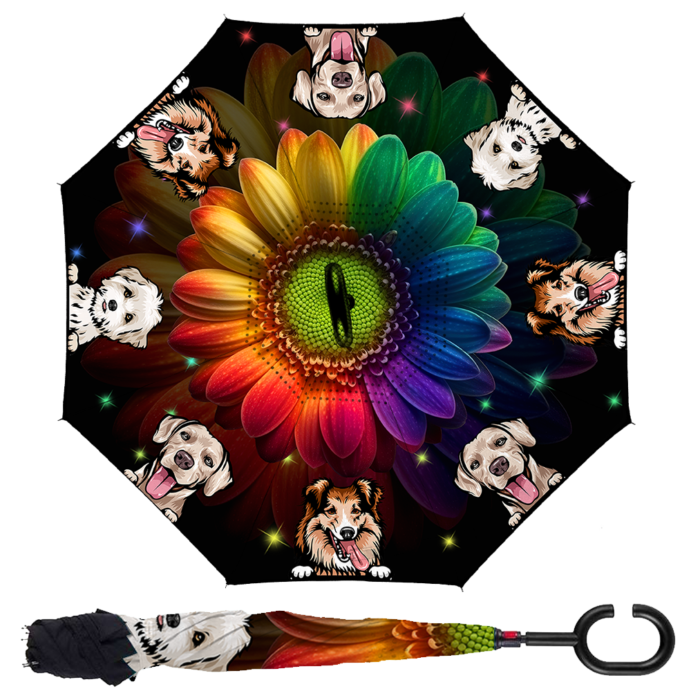 Custom Magical Dog Cat Windproof Reverse Upside Down C-Handle Double Layer Umbrella, Pet Lover Gift JonxiFon