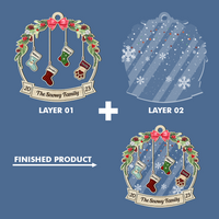 Thumbnail for Personalized Wooden & Acrylic Layered Ornament - Christmas Gift For Family - Members' Names Christmas Stockings AC