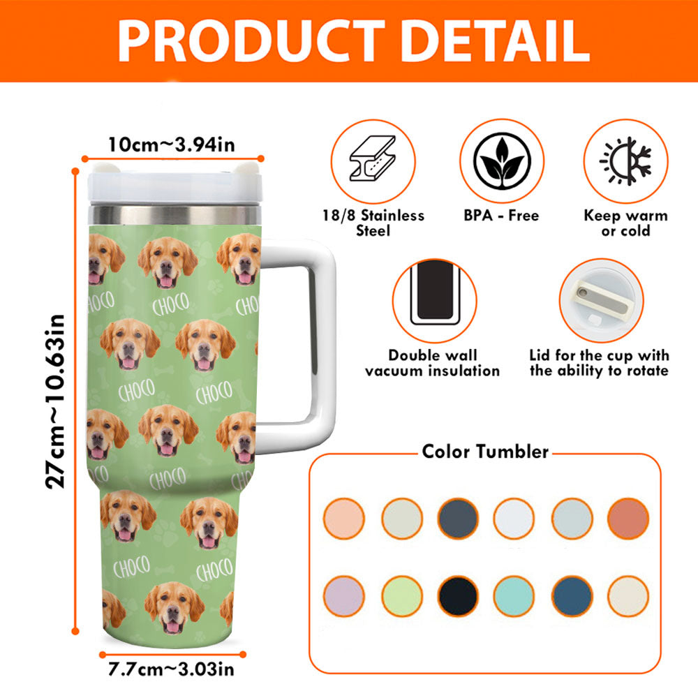 Personalized 40oz Tumbler - Gift For Pet Lovers - Pawprint Dog Cat Photo FC
