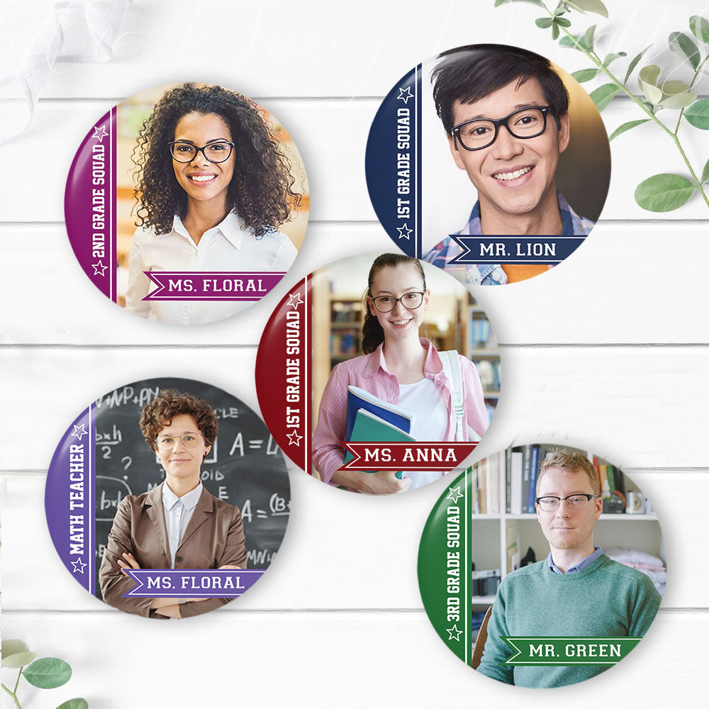 Personalized Grade Squad Teacher Team Pin Button Badge, Back To School Accessory JonxiFon
