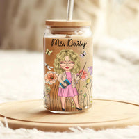 Thumbnail for Custom Thank You For Helping Me Grow Teacher Glass Bottle/Frosted Bottle With Lid & Straw, Gift For Teacher AF