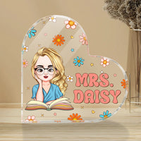 Thumbnail for Custom Name With Flowers Retro Magic Heart Shaped Acrylic Plaque, Gift For Her AA