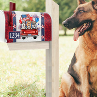 Thumbnail for Personalized Dog Cat America Truck Mailbox Cover, Memorial Day Decoration FC