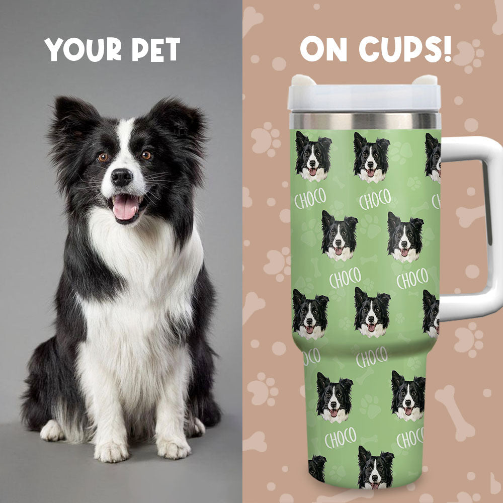 Personalized 40oz Tumbler - Gift For Pet Lovers - Pawprint Dog Cat Photo FC