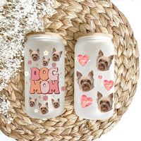 Thumbnail for Custom Dog Mom Cat Mom Photo Glass Bottle/Frosted Bottle With Lid & Straw, Pet Lover Gift AF