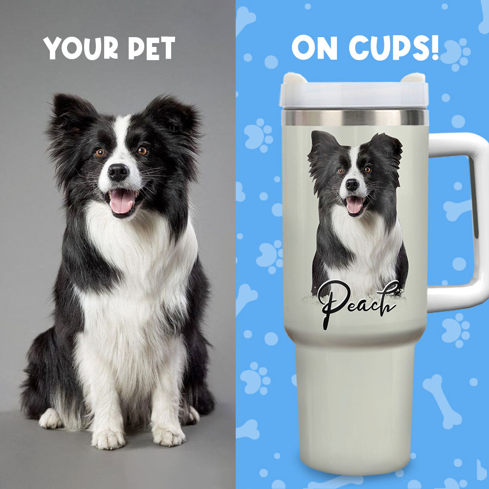 Personalized 40oz Tumbler - Gift For Pet Lovers - Dog Cat Portrait Photo Yoycol