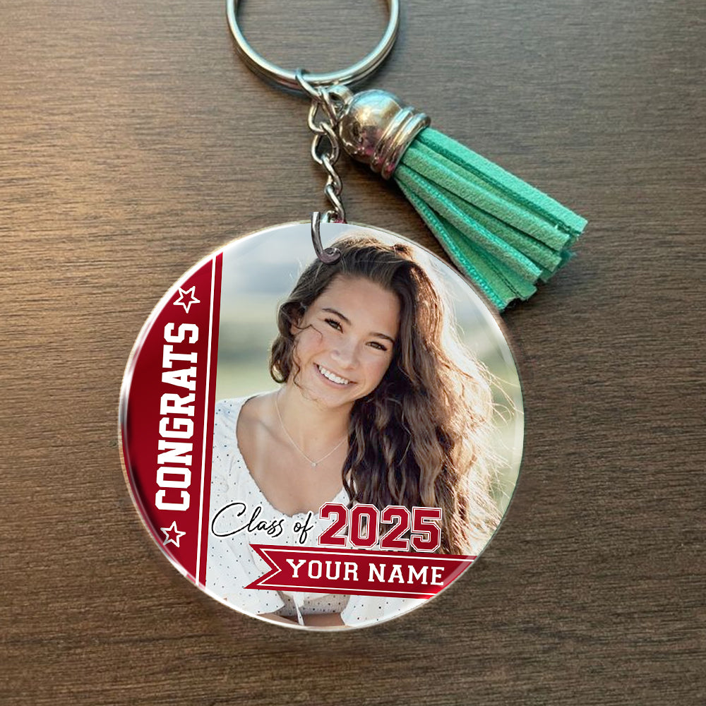 Personalized Congrats Class Of 2025 Acrylic Keychain With Tassel, Graduation Keepsake FC