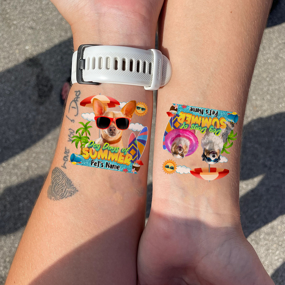Personalized Photo Dog Days Of Summer Temporary Tattoos, DIY Dog Lover Gifts JonxiFon