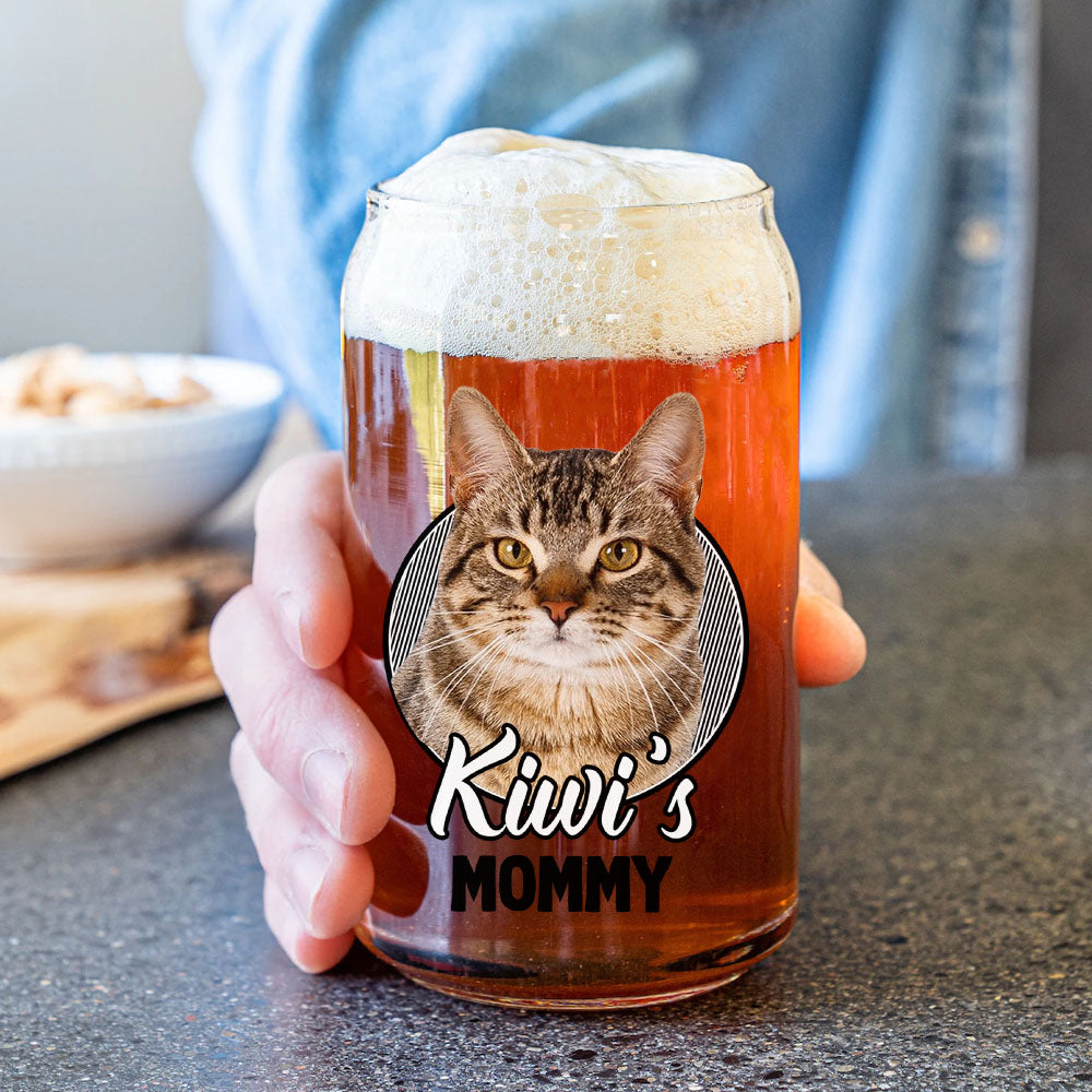 Custom Pet's Human Photo Beer Glass Bottle/Frosted Bottle, Pet Lover Gift AF