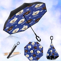 Thumbnail for Custom Dog Cat Photo With Name Windproof Reverse Upside Down C-Handle Double Layer Umbrella, Pet Lover Gift JonxiFon