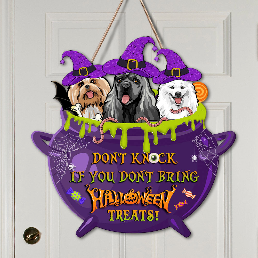 Personalized Shaped Door Sign - Halloween Gift For Dog Lovers - Don't Knock Dog Witch AE