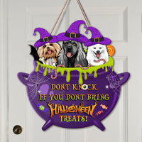 Thumbnail for Personalized Shaped Door Sign - Halloween Gift For Dog Lovers - Don't Knock Dog Witch AE