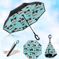 Thumbnail for Custom Dog Cat Photo With Name Windproof Reverse Upside Down C-Handle Double Layer Umbrella, Pet Lover Gift JonxiFon