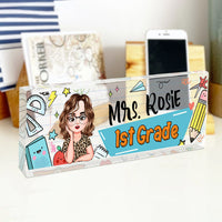 Thumbnail for Custom Best Teacher Ever Acrylic Desk Name Plate, Gift For Teacher AI