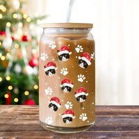 Thumbnail for Personalized Glass Bottle/Frosted Bottle - Christmas Gift For Pet Lovers - Santa Hat With Face Photo AF