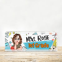 Thumbnail for Custom Best Teacher Ever Acrylic Desk Name Plate, Gift For Teacher AI