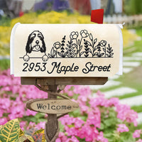 Thumbnail for Custom Black Drawing Dog Address Mailbox Cover, Dog Lover Gift FC