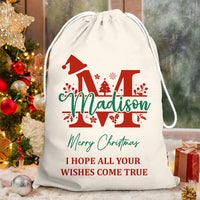 Thumbnail for Personalized Santa Sack - Christmas Gift For Family - Christmas Monogram With Name AB