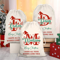 Thumbnail for Personalized Santa Sack - Christmas Gift For Family - Christmas Monogram With Name AB