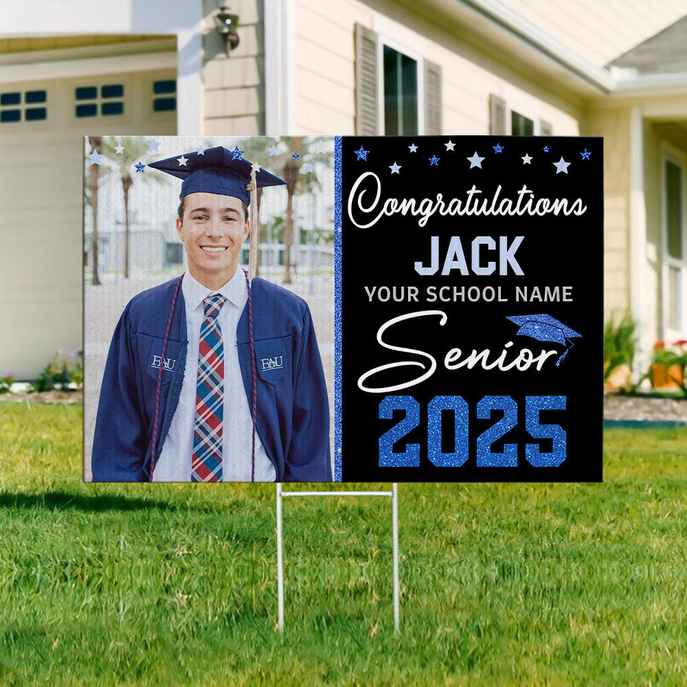 Personalized Photo Congratulations Senior 2025 Yard Sign With Stake, Graduation Decoration Gift FC