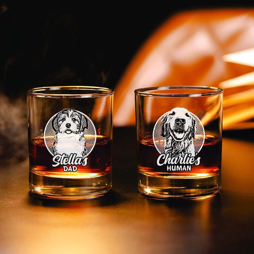 Personalized Etched Photo Dog Mom Dog Dad Whiskey Glasses - Gifts For Pet Lovers FC