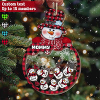 Personalized Shaker Ornament - Christmas Gift For Grandma - Multicolor Grandma Mom Snowman And Kids