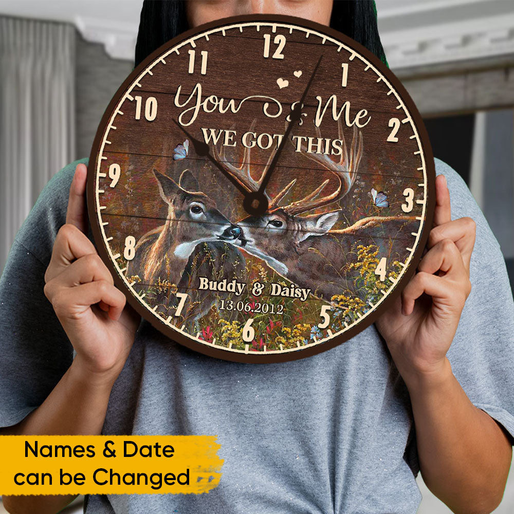 Personalized You And Me We Got This Hunting Couple Wall Wooden Clock, Decor Gift FC