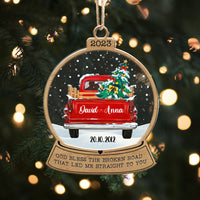 Thumbnail for Personalized Christmas Couple Red Truck Printed Acrylic Ornament, Gift For Lovers, Husband & Wife AC