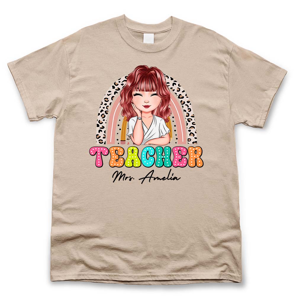 Personalized Teacher Name Rainbow T-shirt - Back To School Gift For Teachers Merchize