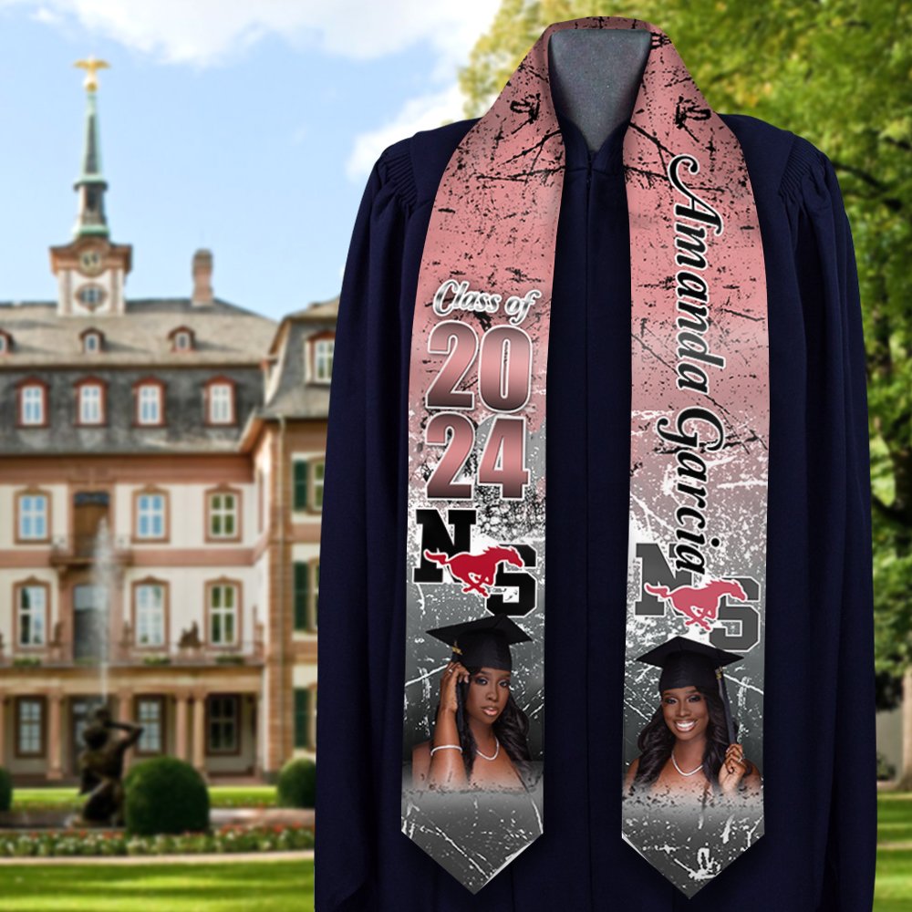 Custom Graduation Stoles/Sash with 2 Images for Class of 2024 - Special Graduation Gift FC