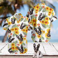 Thumbnail for Custom Pet Face Photo White Hawaiian Shirt, Yellow Hibiscus AI