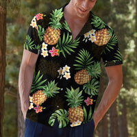 Thumbnail for Custom Pet Face Photo Black Hawaiian Shirt, Palm Leaves Tropical AI