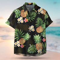 Thumbnail for Custom Pet Face Photo Black Hawaiian Shirt, Palm Leaves Tropical AI
