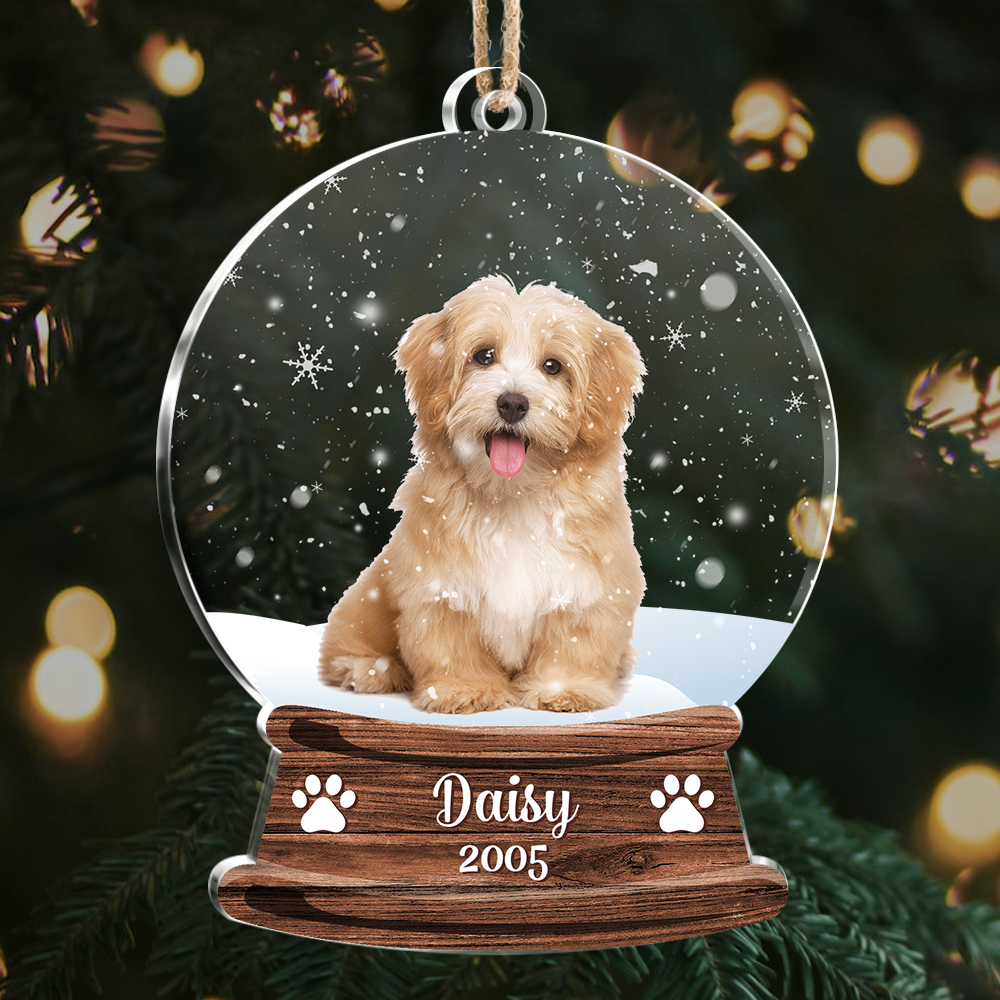 Custom Photo Snowball Pet & Family Printed Acrylic Ornament, Gift For Dog Lovers, Christmas Gift AC